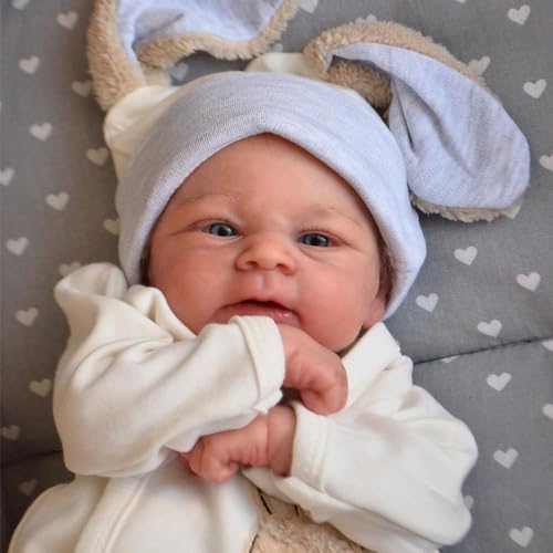 RXDOLL Realistische Reborn Baby Puppen Junge 17 in Neugeborenen Elijah Silikon , die echtes Leben Lebensechte Kleinkind mit blauen Augen von RXDOLL