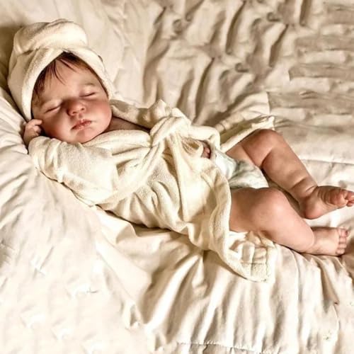 RXDOLL Realistische Reborn Baby Puppen Vollsilikon Ganzkörper 50CM Schlafendes Neugeborenes Mädchen Real Life Baby Puppen, die Aussehen wie echte Haut Anatomisch korrektes Spielzeug von RXDOLL