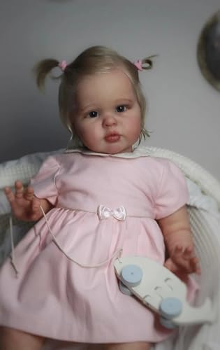 RXDOLL Realistische Reborn Babypuppen Mädchen 61 cm große Größe Reborn Kleinkind Puppen Weicher Körper gewichtet Silikon Babys Puppe Leben wie Reborn Kleinkind Mädchen Spielzeug für von RXDOLL