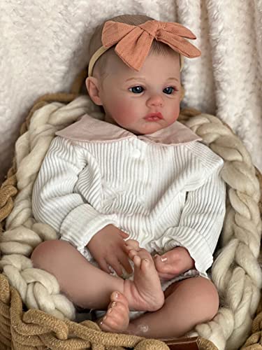 RXDOLL Realistische Reborn Babypuppen Mädchen Silikon Ganzkörper Vinyl 19 Zoll Neugeborene Babypuppen Augen Offen Look Real Anatomisch Korrektes Baby Mädchen Waschbares Spielzeug für Alter 3+ von RXDOLL