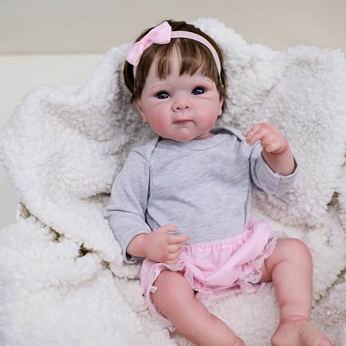 RXDOLL Realistische Reborn Babypuppen Silikon Ganzkörper Vinyl Mädchen 18 Zoll Lebensechte Babypuppen, die echt aussehende Ganzkörper Silikon Neugeborene Babypuppen Waschbar Bettie von RXDOLL