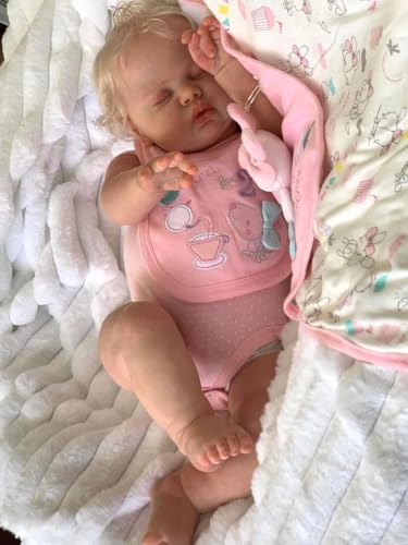 RXDOLL Realistische Reborn Kleinkind Baby Puppen Mädchen 60CM Echtes Leben Wie Baby Puppe mit Weichem Stoffkörper Lebensechte Reborn Babypuppen Kleinkind Mädchen Blondes Haar von RXDOLL