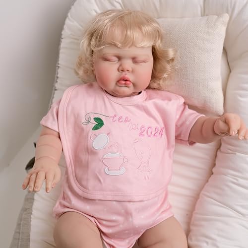 RXDOLL Realistische Reborn Kleinkind-Mädchen, 61 cm, schlafend, Reborn-Babypuppen, die echt aussehende Babypuppen aus weichem Körper gewichtet Silikon Reborn Kleinkindpuppe Geschenke für Kinder ab 3 von RXDOLL