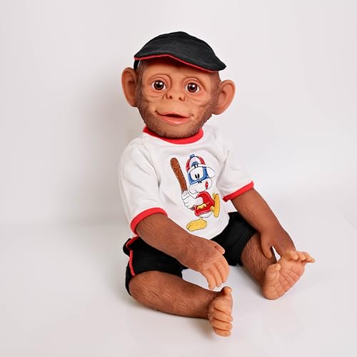 RXDOLL Reborn Baby Affe Puppen Silikon Ganzkörper Vinyl 55,9 cm Realistisch Detailliert Orang-Utan Neugeborene Puppe Wasserdicht Echt aussehende Affe Babypuppen für Kinder ab 3 Jahren von RXDOLL