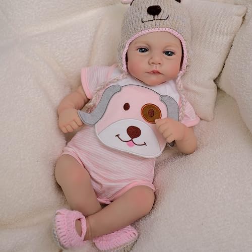 RXDOLL Reborn Baby Puppen 18 Zoll Realistische Weiche Tuch Körper Augen Öffnen Gewichtete Handgemachte Real Life Neugeborene Puppen Geschenke mit Fütterungsspielzeug für Kinder Alter 3+ von RXDOLL