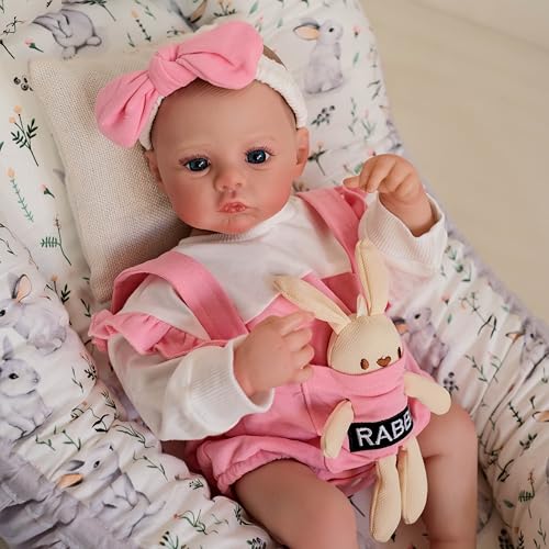 RXDOLL Reborn Baby Puppen Ähnliche Silikon Ganzkörper Mädchen 19 Zoll 48CM Realistische Neugeborenen Babypuppen Vollsilikon Vinyl Anatomisch korrekte Baby Puppe für Mädchen 3+ von RXDOLL