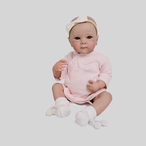 RXDOLL Reborn Baby Puppen Vollsilikon 45CM Echtes Leben Babypuppen Mädchen Handgemacht Realistische Reborn Neugeborene Puppe mit Fütterung Spielzeug für Kinder 3+ oder Sammler von RXDOLL