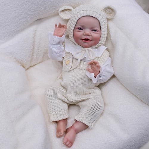 RXDOLL Reborn Baby Puppen Vollsilikon Charlie 50CM Echtes Leben Neugeborenes Reborn Babypuppen Silikon Ganzkörper Mädchen Poseable Anatomisch Korrekt Squishy Silikon Baby Puppe von RXDOLL