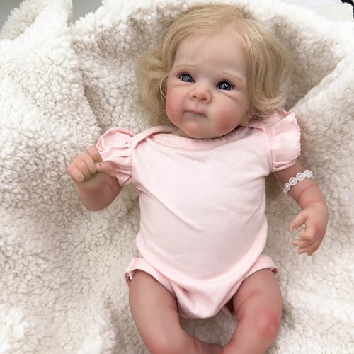 RXDOLL Reborn Babypuppen Mädchen Bettie 18 Zoll Realistische Neugeborene Babypuppe Stoffkörper Echte Babypuppen, die echt aussehen Weiches Silikon Babys Reborn Puppe Poseable Spielzeug Geschenke von RXDOLL