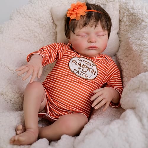 RXDOLL Reborn Babypuppen Silikon Ganzkörper Vinyl Mädchen 20 Zoll Asleep Neugeborene Babypuppen, die echt aussehen Silikon Babys Waschbares Spielzeug Realistische Babypuppe für Mädchen Geschenke von RXDOLL