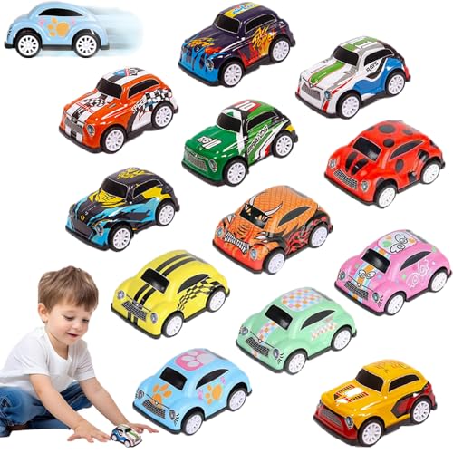 RXKFIGX 12 Stück Auto Aufziehautos Mini Zurückziehen Autos Matchbox Auto Set Legierung Kleine Autos Pull Back Autos Kinderspielzeug Fahrzeuge Pull Back Autos für Kleinkinder Mädchen Jungen Spielzeug von RXKFIGX