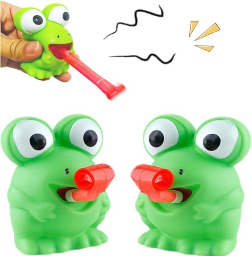 2 pcs Anti Stress Spielzeug, Squeeze Spielzeug, Stressabbau Spielzeug Squeeze, Pop Out Toys Streckt Die Zunge Heraus, Lustiges und Urkomisches Geschenk für Kinder Erwachsene (Frosch) von RXSPOYLY