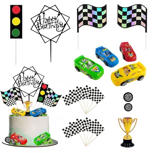 35 Pcs Racing Car Cupcake Toppers,Rennwagen Tortendeko Geburtstag,Rennwagen Deko Torte,Rennwagen Kuchen Deko,Geeignet für Kindergeburtstage, Renn-Mottopartys (C) von RXSPOYLY