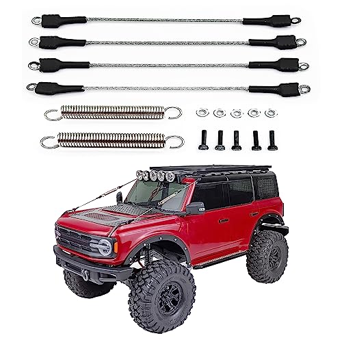 RXZIXYL RC Auto modifizierte Teile Stahlseil Dual Pull Stahl Kreuzdraht Federring Seil für 1/10 TRX4 Bronco Zubehör (4 Stück 75 mm - 84 mm) von RXZIXYL