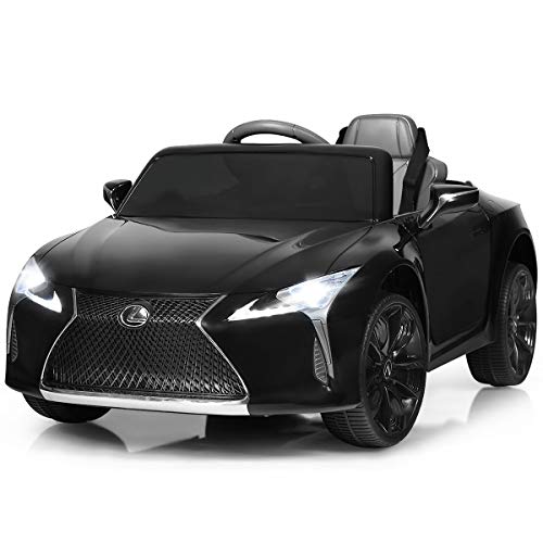 12-V-Elektroauto für Kinder, Lizenziertes batteriebetriebenes Lexus-Spielzeugfahrzeug mit Fernbedienung, Lichtern, Hupe, MP3, USB, Federrädern, Autogeschenk für Kinder ab 3 Jahren (schwarz) von RYMMKOP