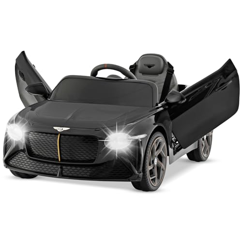 12-V-Kinderauto, Lizenziertes Bentley-Elektrospielzeug mit Fernbedienung, Lichtern, Geräuschen, MP3/USB/Bluetooth, Kinderauto mit Zwei Motoren für Jungen und Mädchen (schwarz) von RYMMKOP