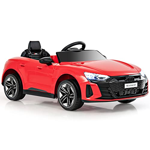 12 V elektrisches Kinderauto, Lizenziertes Audi-Spielzeugauto mit Fernbedienung, Lichtern, Musik, MP3, USB, batteriebetriebenes Kinderauto als Geschenk für Jungen und Mädchen (rot) von RYMMKOP