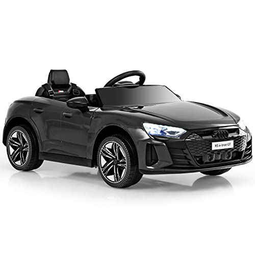 12 V elektrisches Kinderauto, Lizenziertes Audi-Spielzeugauto mit Fernbedienung, Lichtern, Musik, MP3, USB, batteriebetriebenes Kinderauto als Geschenk für Jungen und Mädchen (schwarz) von RYMMKOP