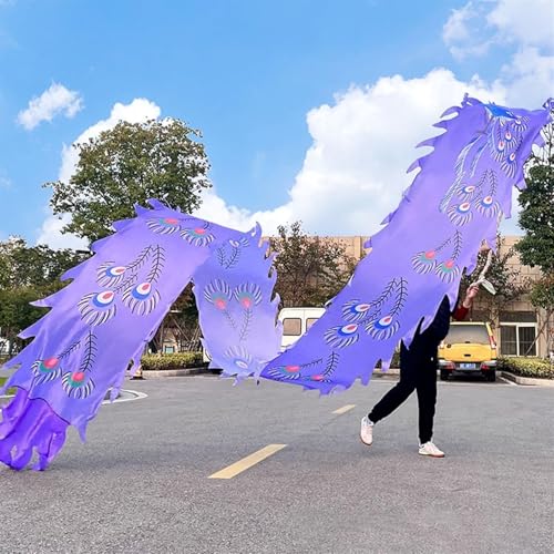 Jonglier-Drachen-Streamer, fließender Seiden-Schleuder-Drachen-Streamer, 8 m seidenartiges Drachen-Poi-Band, schleudernder, schüttelnder chinesischer Drache Wu, langer Streamer, Drachen-Poi-Quadrat-Üb von RYRYR