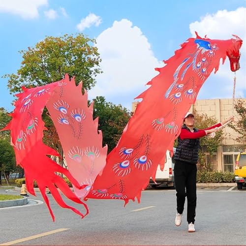 Jonglier-Drachen-Streamer, fließender Seiden-Schleuder-Drachen-Streamer, 8 m seidenartiges Drachen-Poi-Band, schleudernder, schüttelnder chinesischer Drache Wu, langer Streamer, Drachen-Poi-Quadrat-Üb von RYRYR