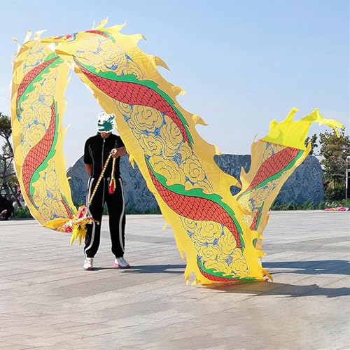 Jonglier-Drachen-Streamer, fließender Seiden-Schleuder-Drachen-Streamer, fließender Regenbogen-Satin-Drachen-Poi for den Park, quadratische Fitness-Tanz-Drachen-Requisite for Erwachsene mit Kopf, wasc von RYRYR