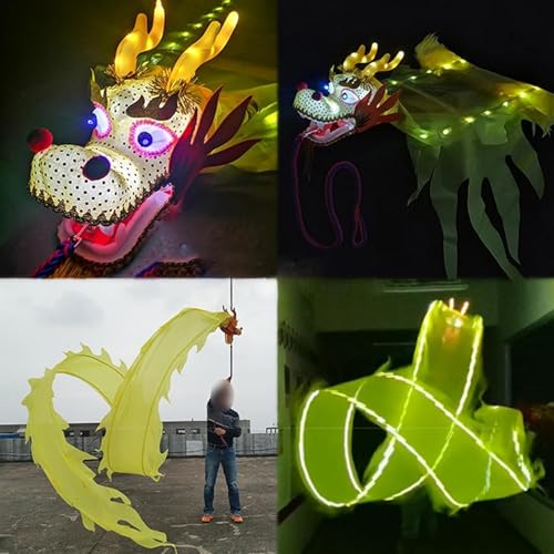 Jonglier-Drachenstreamer, fließender Seiden-Drachenstreamer, Drachen-Poi, chinesisches Neujahrs-Drachen-Poi, LED mit Kopf, Seiden-Drachen-Poi mit leuchtendem Band, Jonglieren for Erwachsene im Freien, von RYRYR