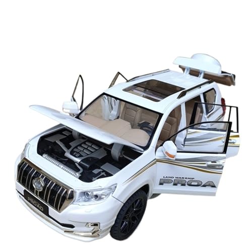 For 1/18 Prado Simulation Auto Öffnen Tür Sound Und Licht Spielzeug Auto Modell Auto Aus Metall Sammlung Ornamente (White) von RYUEXING