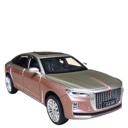 For 1/24 Hongqi H9 Lenkung Stoßdämpfer Simulation Türöffnung Sound Und Licht Spielzeug Auto Modell Auto Metall Sammlung Ornamente (Gold) von RYUEXING