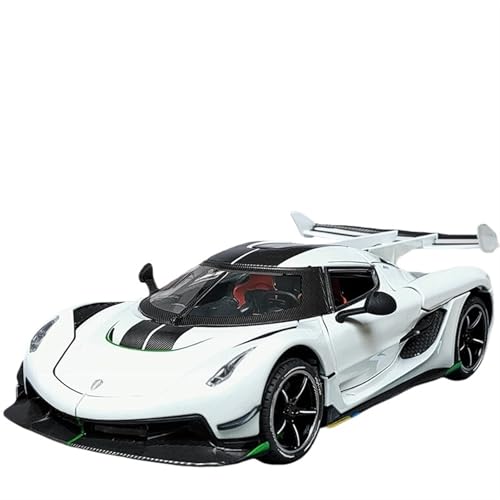 For 1/24 Jesko Super Sports Car Simulation Türöffnung Sound Und Licht Spielzeug Auto Modell Auto Aus Metall Sammlung Ornamente (White) von RYUEXING