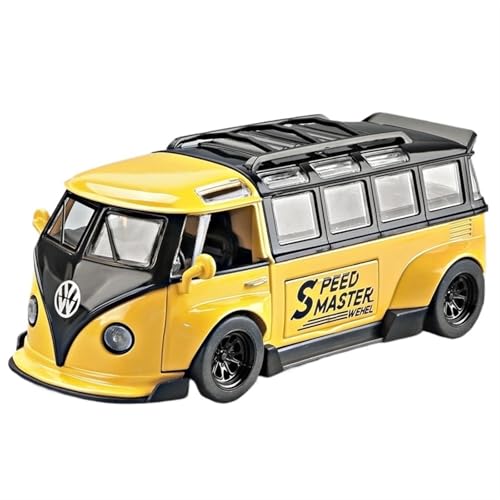 For 1/32 T1 Bus Echt Retro Modifiziert Version Simulation Legierung Lenkrad Sound Und Licht Tür Öffnung Funktion Spielzeug Auto Modell Sammlung Ornamente(Yellow) von RYUEXING