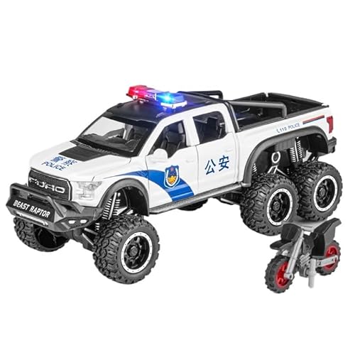 For 1:28 Raptor F150 Polizeiauto 110 Geländewagen Pickup Truck Automodel Simulation Legierung Spielzeugauto(White) von RYUEXING