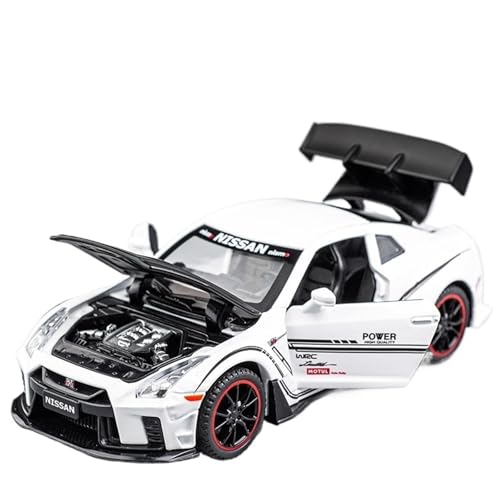 Für 1/24 GTR Sports Car Simulation Alloy Toy Car Collection Auto Modell Ornamente Sound und Licht zurück ziehen (weiß) von RYUEXING