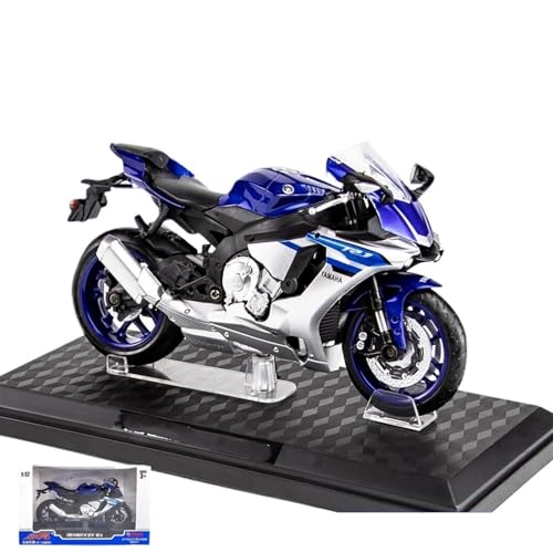 RYUEXING for 1/12 Motorrad Retro Lokomotive Simulation Legierung Lenkung Sound Und Licht Stoßdämpfung Funktion Spielzeug Auto Modell Ornamente Sammlung(Blue) von RYUEXING