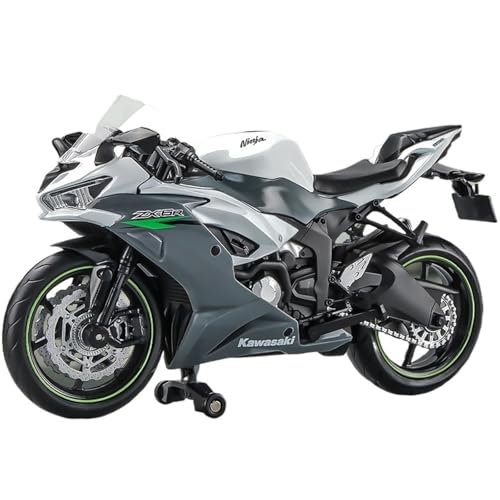 RYUEXING for 1/12 Ninja ZX-6R Legierung Motorrad Modell Lenkung Multi-funktionale Kinder Metall Spielzeug Sammlung Ornamente(White) von RYUEXING