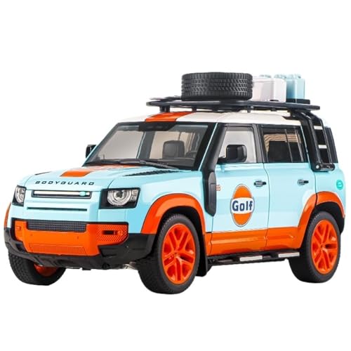 RYUEXING for 1/18 Defender Gulf Edition Lackierte Version Camel Cup Simulation Legierung Automodell Mit Sound Und Licht Multifunktions-interaktive Kinderspielzeug-Sammlung Ornamente(Blue) von RYUEXING