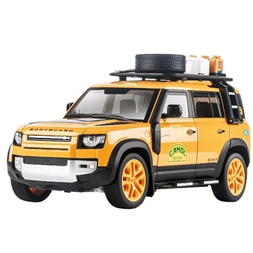 RYUEXING for 1/18 Defender Gulf Edition Lackierte Version Camel Cup Simulation Legierung Automodell Mit Sound Und Licht Multifunktions-interaktive Kinderspielzeug-Sammlung Ornamente(Yellow) von RYUEXING