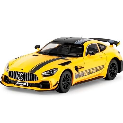 RYUEXING for 1/18 Green Mill GTR Sportwagen Simulation Legierung Auto Spielzeug Modell Türöffnung Sound Und Licht Lenkung Stoßdämpfung Auto Sammlung Ornamente(Yellow) von RYUEXING