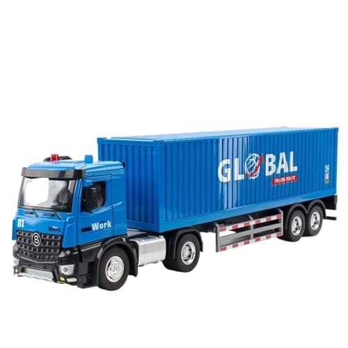 RYUEXING for 1/18 Längliche LKW-Muldenkipper Kraftstoffleitung, Legierung Technisches Auto Simulationsauto Spielzeugmodell Offene Tür Ton Und Licht Lenkung Stoßdämpfung Auto-Sammlung Ornamente(Blue) von RYUEXING