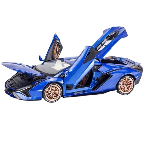 RYUEXING for 1/18 Lightning Sports Car Simulation Legierung Lenkung Sound Und Licht Stoßdämpfung Funktion Spielzeug Auto Modell Ornamente Sammlung(Blue) von RYUEXING