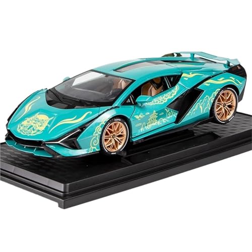 RYUEXING for 1/18 National Tide Printing Lightning SINA Sportwagen Simulation Legierung Druckguss Handwerk Auto Modell Kinderspielzeug Sammlung Ornamente(Green) von RYUEXING