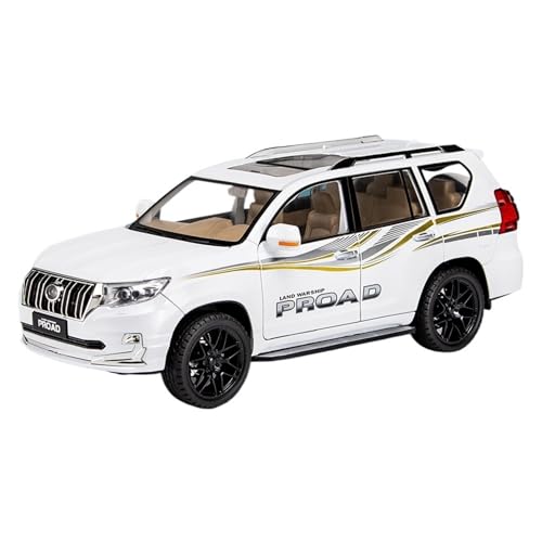 RYUEXING for 1/18 Prado Legierung SUV Geländewagen Simulation Auto Spielzeug Modell Türöffnung Sound Und Licht Lenkung Stoßdämpfung Auto Sammlung Ornamente(White) von RYUEXING