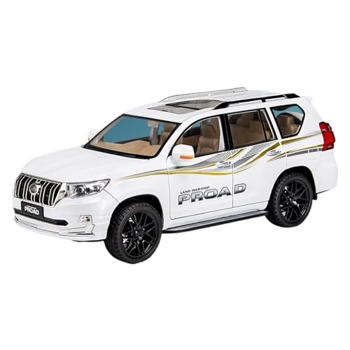 RYUEXING for 1/18 Prado SUV Simulation Legierung Druckguss Handwerk Auto Modell Kinder Spielzeug Sammlung Ornamente(White) von RYUEXING