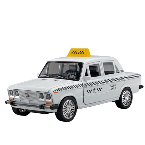 RYUEXING for 1/18 Russische Ladaniva Legierung Taxi Simulation Auto Spielzeug Modell Tür Öffnung Sound Und Licht Lenkung Stoßdämpfende Auto Sammlung Ornamente(White) von RYUEXING