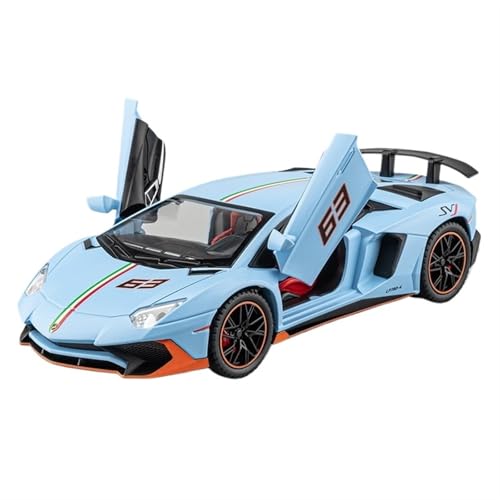 RYUEXING for 1/22 LP780 Legierung Sportwagen Simulation Auto Spielzeugmodell Offene Tür Sound Und Licht Lenkung Stoßdämpfung Auto Sammlung Ornamente(Blue) von RYUEXING