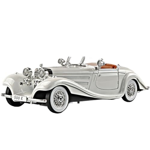 RYUEXING for 1/24 500K Automodell Retro-Oldtimer-Simulation Legierung Lenkung Sound Und Licht Türöffnungsfunktion Spielzeugautomodell Ornamente Collecti(White) von RYUEXING