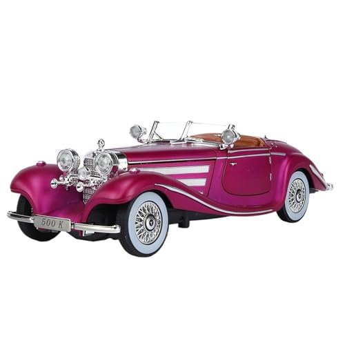 RYUEXING for 1/24 500K Oldtimer Retro Classic Simulation Legierung Automodell Mit Ton Und Licht Multifunktions-interaktive Kinderspielzeug-Sammlung Ornamente(Purple) von RYUEXING