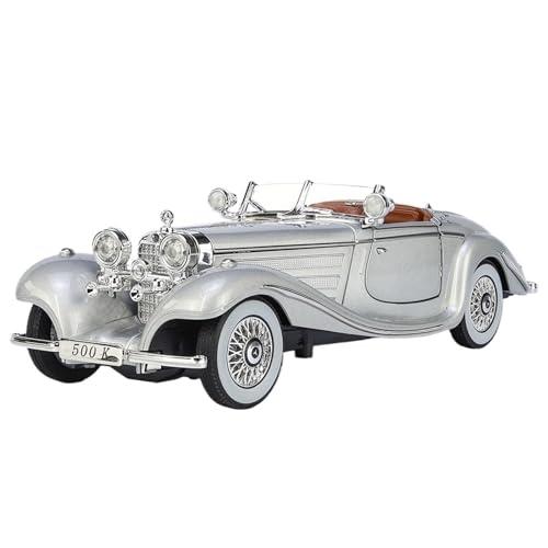 RYUEXING for 1/24 500K Oldtimer-Retro-Klassiker-Simulationslegierungsautomodell Mit Ton Und Licht Multifunktionale Interaktive Kinderspielzeug-Sammlungsornamente(Silver) von RYUEXING