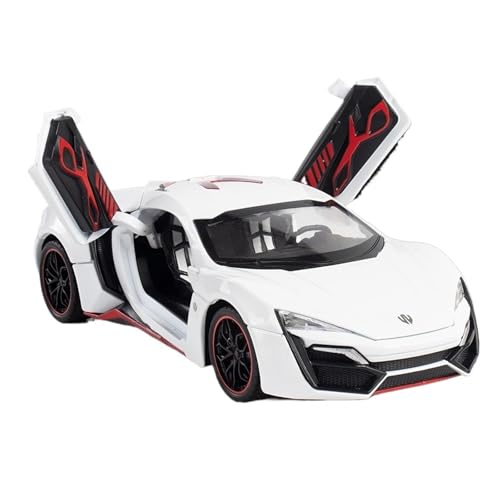 RYUEXING for 1/24 Auto Zu 24082 Laiken Legierung Spielzeug Sport Auto Simulation Auto Spielzeug Modell Öffnen Sie Die Tür Sound Und Licht Lenkung Stoßdämpfung Auto Sammlung Ornamente(White) von RYUEXING