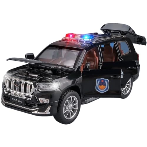 RYUEXING for 1/24 Crossover-Polizeiauto, Simulation der öffentlichen Sicherheit, Legierung, Lenkung, Ton und Licht, Öffnen der Türfunktion, Spielzeugauto, Modell, Ornamentsammlung(Black) von RYUEXING