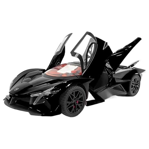 RYUEXING for 1/24 EV0 Legierung Spielzeug Sportwagen Spray Version Simulation Auto Spielzeug Modell Offene Tür Sound Und Licht Lenkung Stoßdämpfung Auto Sammlung Ornamente(Black) von RYUEXING